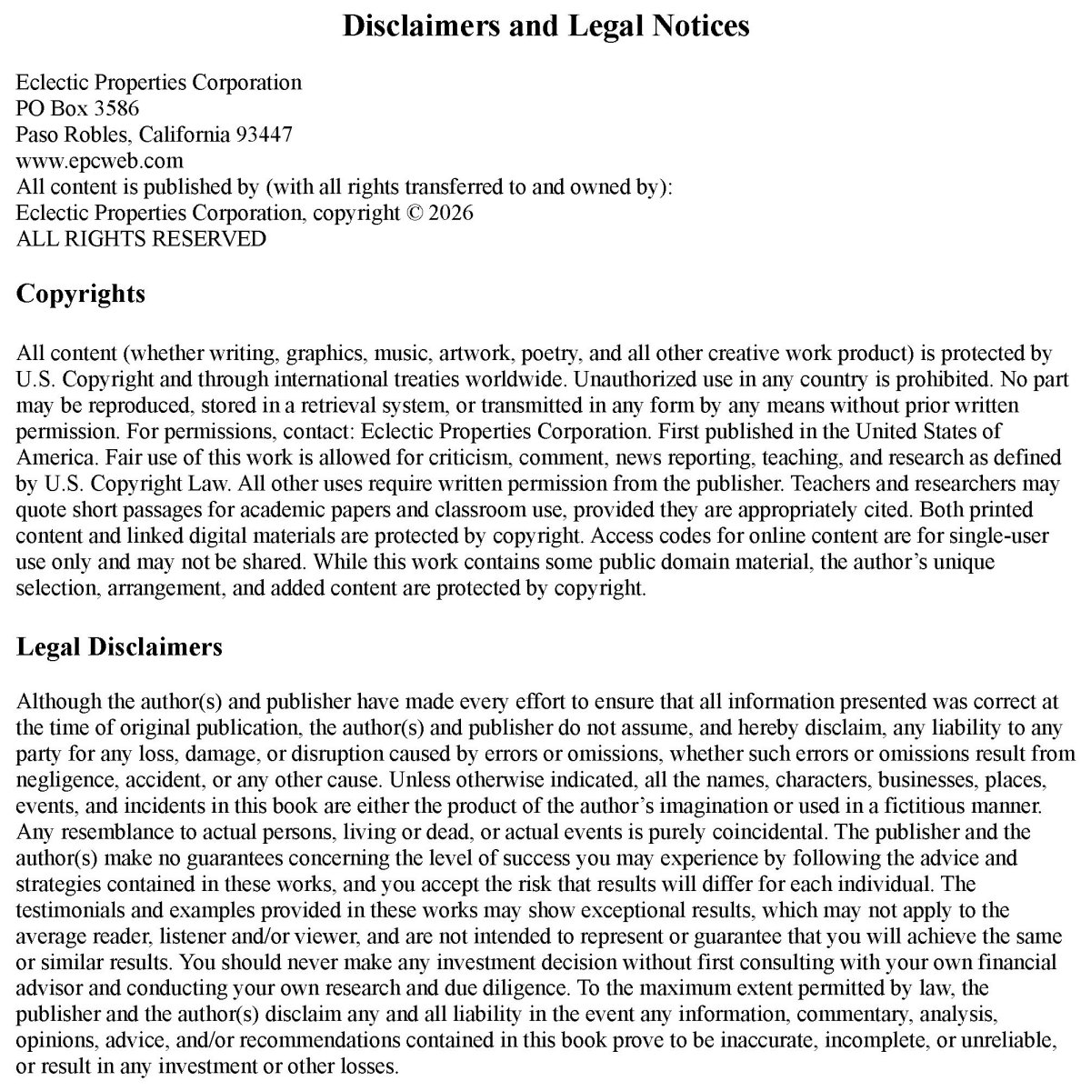 View Disclaimers PDF